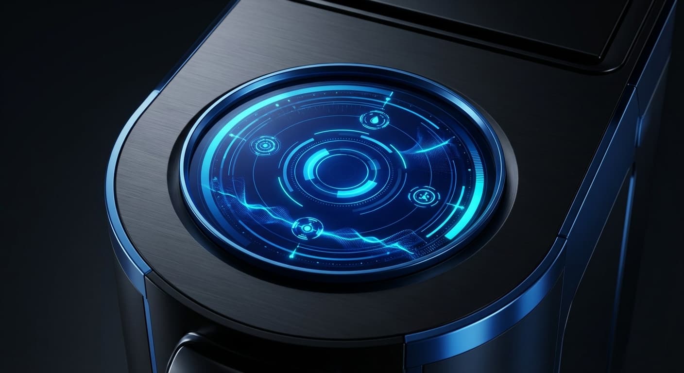 Écran de contrôle numérique d'un adoucisseur d'eau avec rétroéclairage bleu