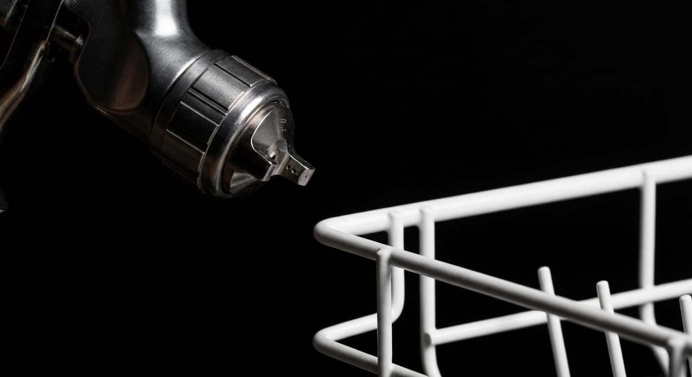 Gros plan minimaliste sur la peinture d'un panier de lave-vaisselle