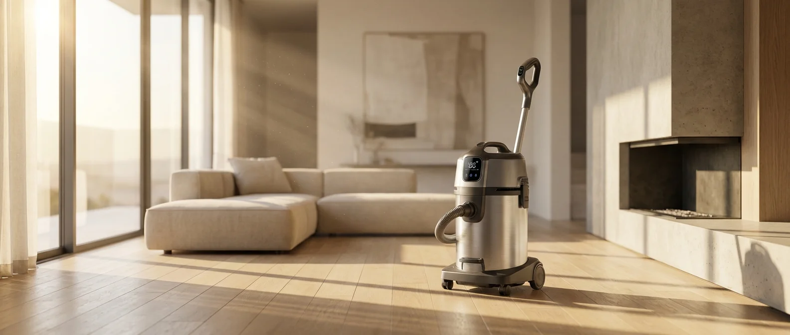 Aspirateur laveur Ultenic AC1 dans un salon moderne et lumineux