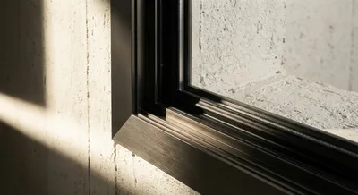 Gros plan iconique sur la finition d'un encadrement de fenêtre